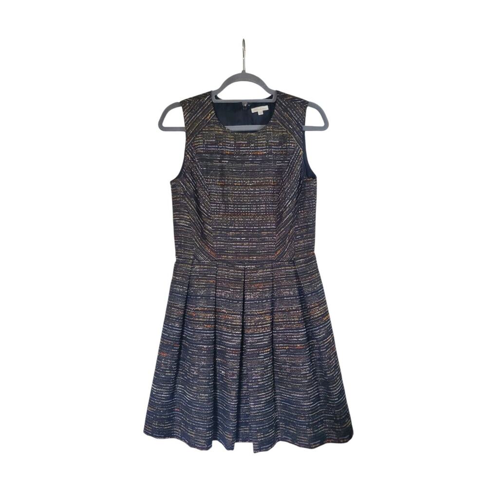 Shoshanna Bridgette Jacquard Black Metallic Wool Blend Cocktail Mini Dress Sz 8